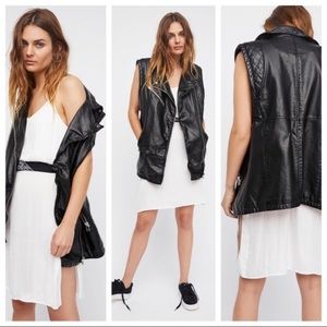 Free People shine on vegan leather moto vest- NWOT